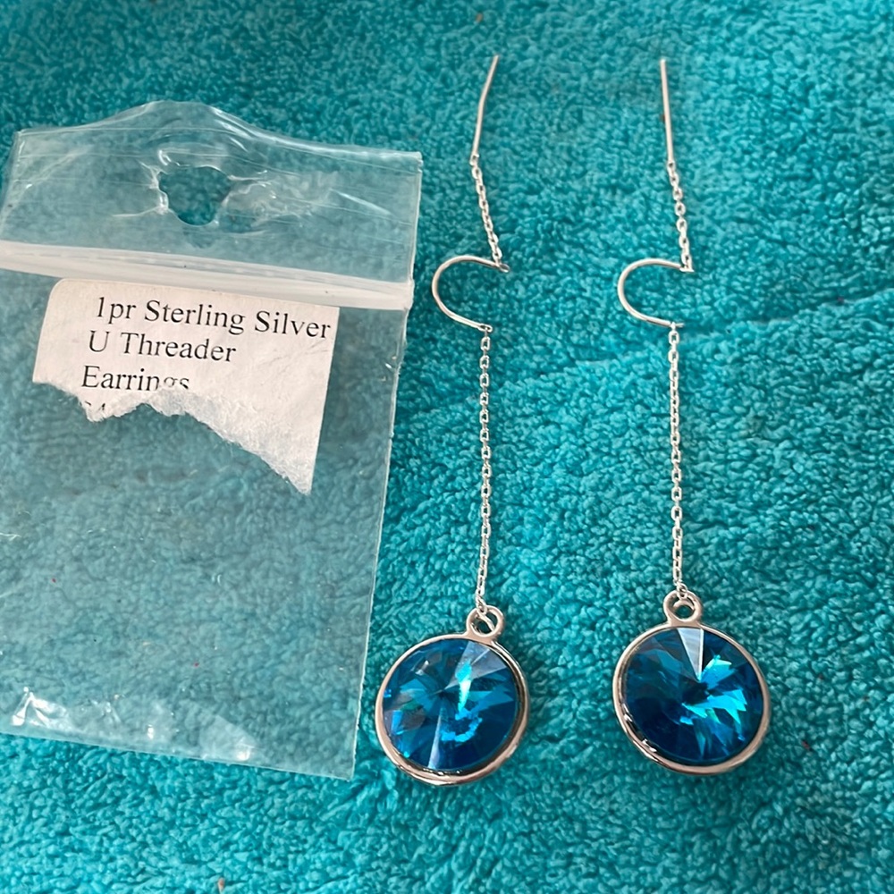 These beautiful crystals are so vibrant turquoise with sterling silver threader